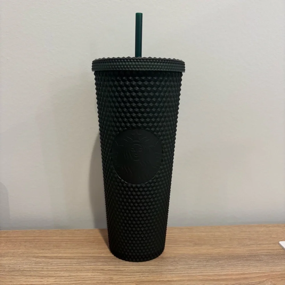 Starbucks Matte Dark Emerald Green soft touch‎ studded Bling Venti Cup